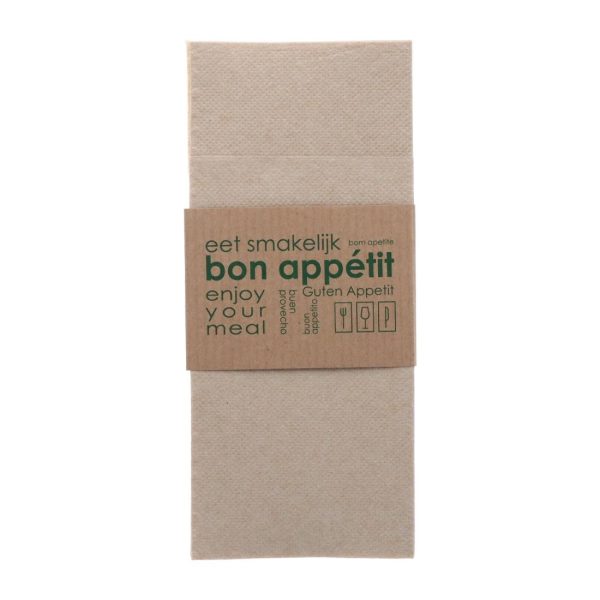 Europochette Kangaroo Fold Soft Kraft Napkins with Paper Sleeve (Pack of 50)