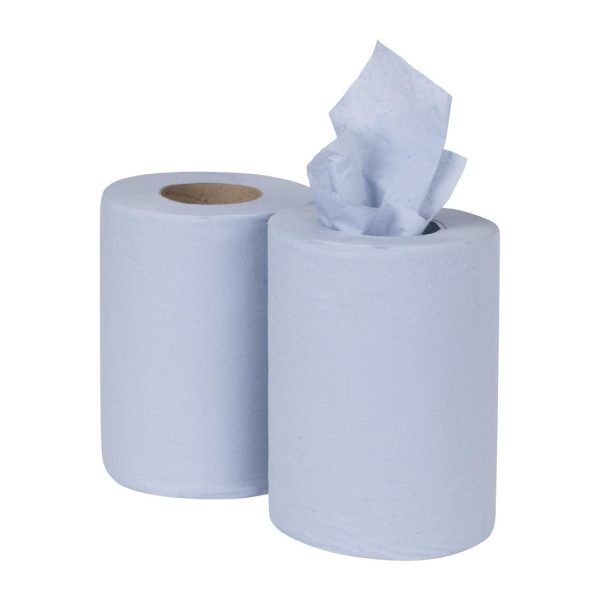 Nisbets Essentials Centrefeed Blue Rolls 2-Ply 320 Sheets (Pack of 2) - Image 2
