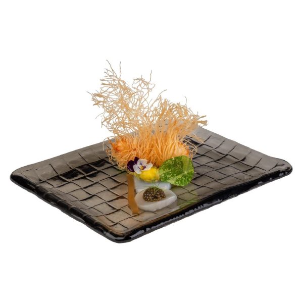 APS Takashi Sushi Board French Grey Glass 230x180mm - Image 5