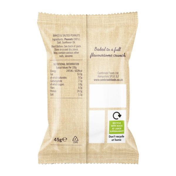 Cambrook Baked Salted Peanuts Snack Pack 45g (Pack of 24) - Image 2