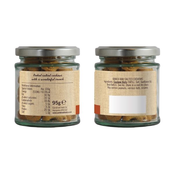 Cambrook Baked Salted Cashews Glass Jar 95g (15 Pack) - Image 2