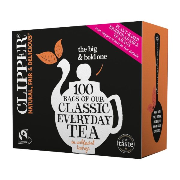 Clipper Fairtrade Classic Everyday Black Teabags - Envelope, String & Tag (Pack of 100)