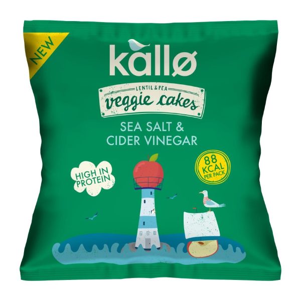 Kallo Sea Salt and Cider Vinegar Veggie Cake Snack Bags 22g (Pack of 12)