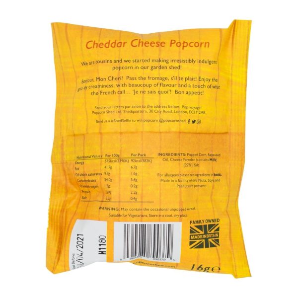 Popcorn Shed Say Cheese! Popcorn Snack Pack 16g (Pack of 16) - Image 4
