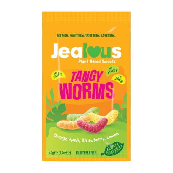 Jealous Sweets Impulse Bags - Tangy Worms 40g (Pack of 10)
