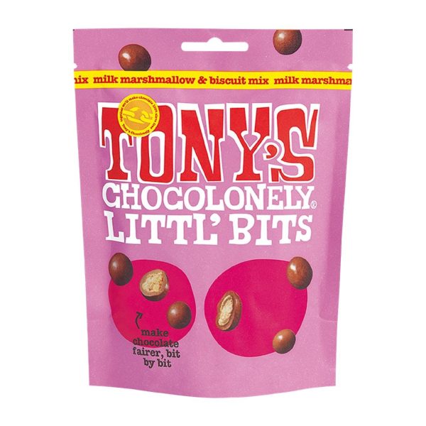 Tony's Chocolonely Littl' Bits - Milk Marshmallow Biscuit Mix 100g (Pack of 8)