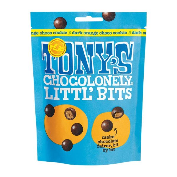 Tony's Chocolonely Littl' Bits - Dark Chocolate Orange Choco Cookie 100g (Pack of 8)