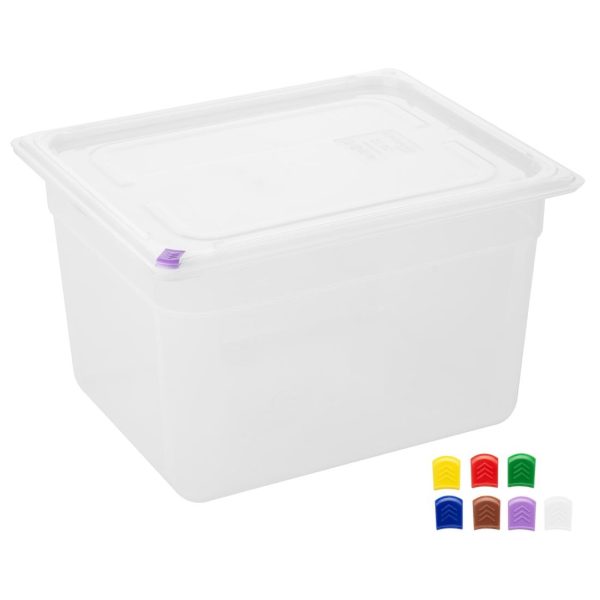 Hygiplas Click PP GN Container 1/2 with Lid & 7 Colour Clips 200mm 11.7Ltr (Set 4) - Image 2