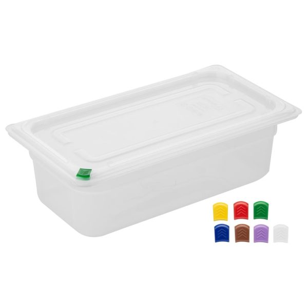Hygiplas Click PP GN Container 1/3 with Lid & 7 Colour Clips 100mm 3.6Ltr (Set 4) - Image 2