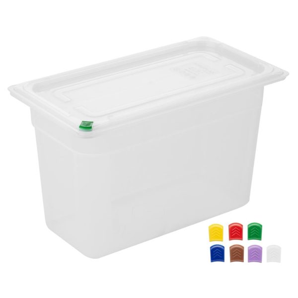 Hygiplas Click PP GN Container 1/3 with Lid & 7 Colour Clips 200mm 6.9Ltr (Set 4) - Image 2