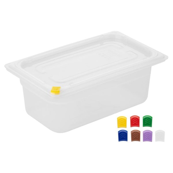Hygiplas Click PP GN Container 1/4 with Lid & 7 Colour Clips 100mm 2.5Ltr (Set 4) - Image 2
