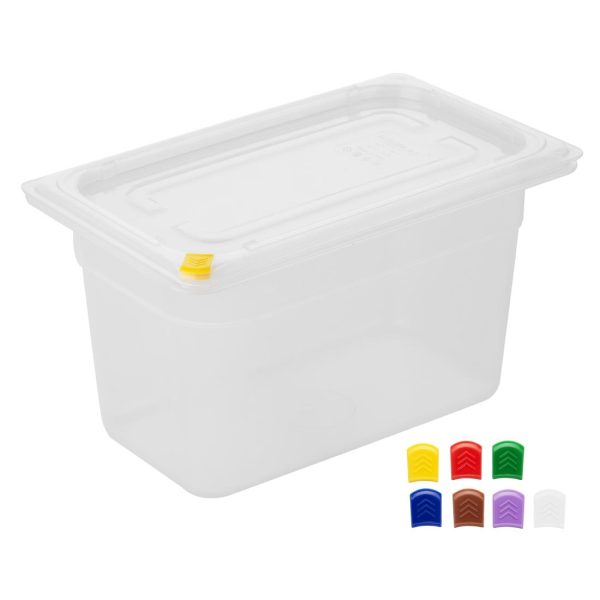 Hygiplas Click PP GN Container 1/4 with Lid & 7 Colour Clips 150mm 3.7Ltr (Set 4) - Image 2