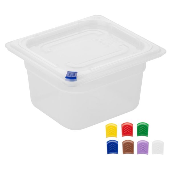 Hygiplas Click PP GN Container 1/6 with Lid & 7 Colour Clips 100mm 1.5Ltr (Set 4) - Image 2