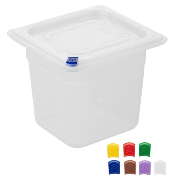 Hygiplas Click PP GN Container 1/6 with Lid & 7 Colour Clips 150mm 2.2Ltr (Set 4) - Image 2