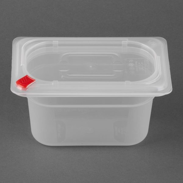 Hygiplas Click PP GN Container 1/9 with Lid & 7 Colour Clips 100mm 0.85Ltr (Set 4) - Image 3