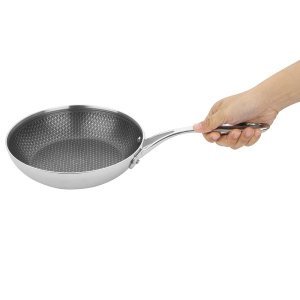 Vogue Tri-Shield Stainless Steel Frying Pan with Clad Coating 20cm - Image 3