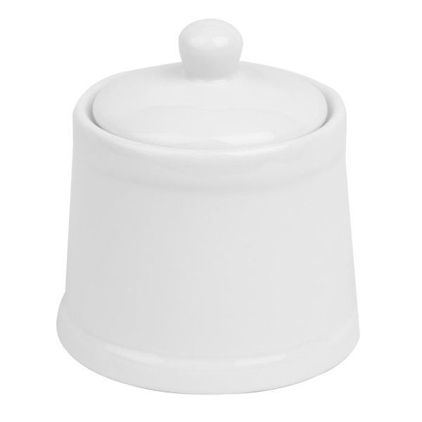 Olympia Whiteware Pier Sugar Bowls with Lids 250ml (6 Pack) - Image 3