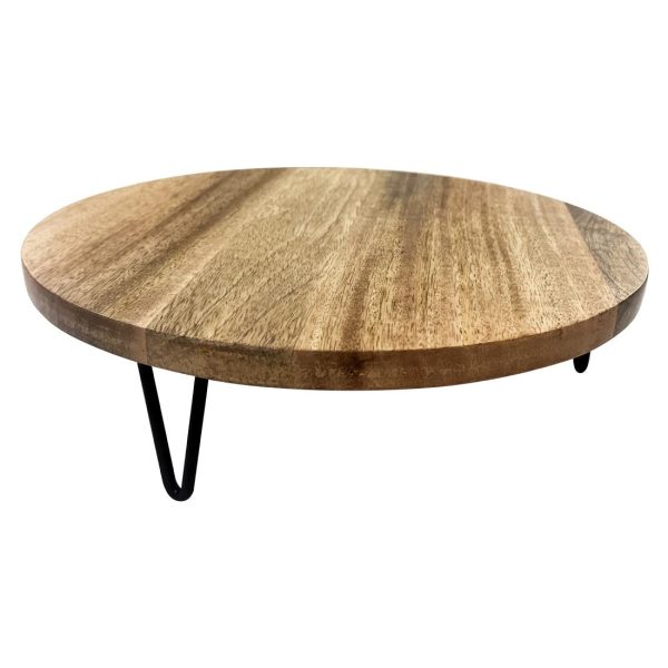 Olympia Round Display Stand Mango Wood with Metal Legs 300x80mm