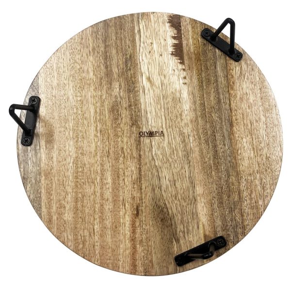 Olympia Round Display Stand Mango Wood with Metal Legs 300x80mm - Image 5
