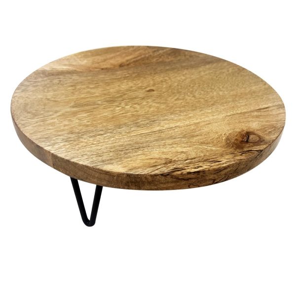 Olympia Round Display Stand Mango Wood with Metal Legs 250x80mm