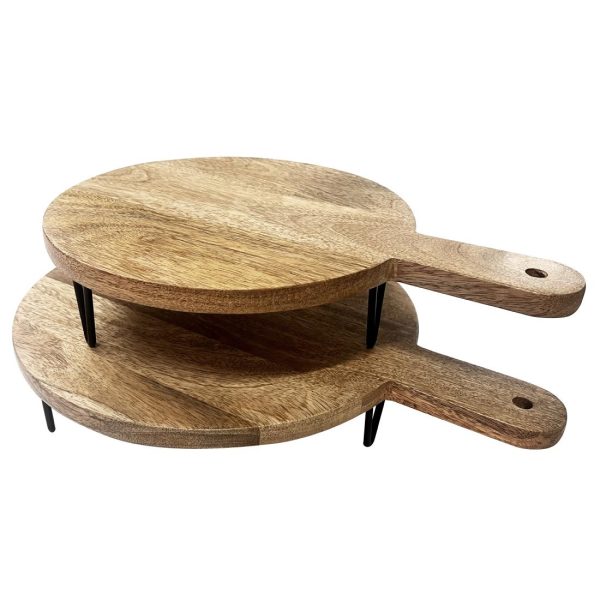 Olympia Round Handled Display Stand Mango Wood with Metal Legs 350x250x80mm - Image 3