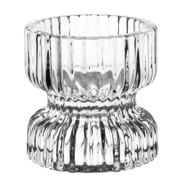 Olympia Ridged Glass Tealight/Candle Holders 52x52mm (6 Pack)