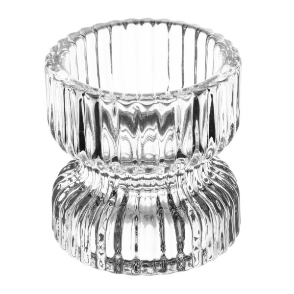 Olympia Ridged Glass Tealight/Candle Holders 52x52mm (6 Pack) - Image 2