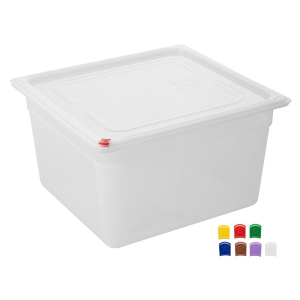 Hygiplas Click PP GN Container 2/3 with Lid & 7 Colour Clips 200mm 16.1Ltr (Set 4) - Image 2