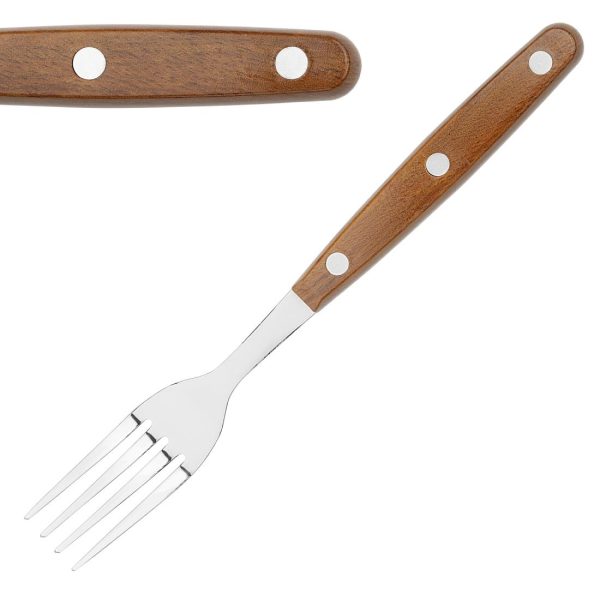 Olympia Steak Forks with PP Wood Effect Handles (12 Pack)