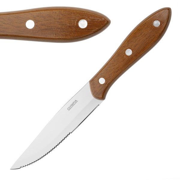 Olympia Jumbo Steak Knives with PP Wood Effect Handles (12 Pack)