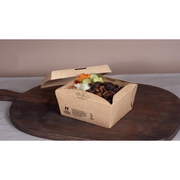 Notpla Clip & Close Food Boxes 800ml - Kraft (260 Pack) - Image 3
