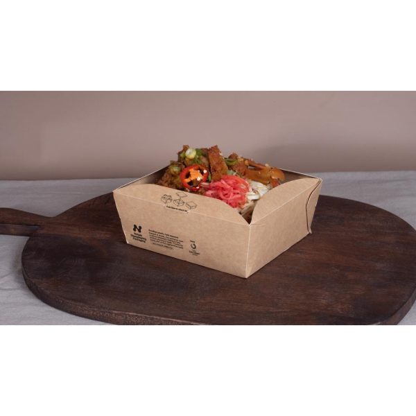 Notpla Clip & Close Food Boxes 1000ml - Kraft (260 Pack) - Image 2
