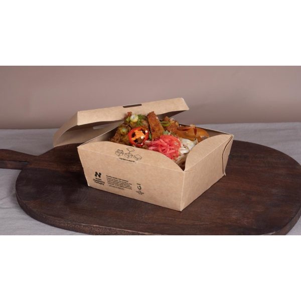 Notpla Clip & Close Food Boxes 1000ml - Kraft (260 Pack) - Image 3