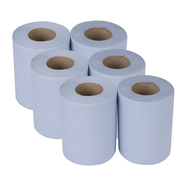 Nisbets Essentials Centrefeed Blue Rolls 2-Ply 320 Sheets (6 pack)