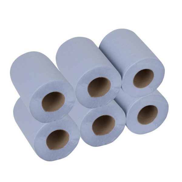 Nisbets Essentials Centrefeed Blue Rolls 2-Ply 320 Sheets (6 pack) - Image 2