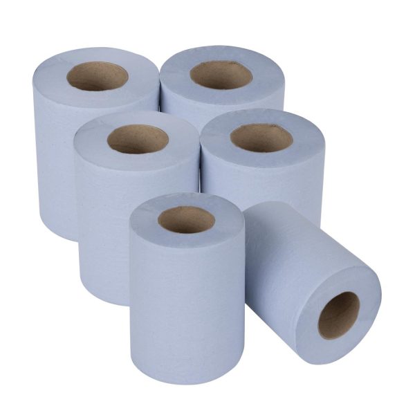 Nisbets Essentials Centrefeed Blue Rolls 2-Ply 320 Sheets (6 pack) - Image 3