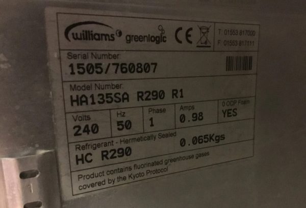 Williams 135 Ltr Stainless Steel Under Counter Fridge - Image 4