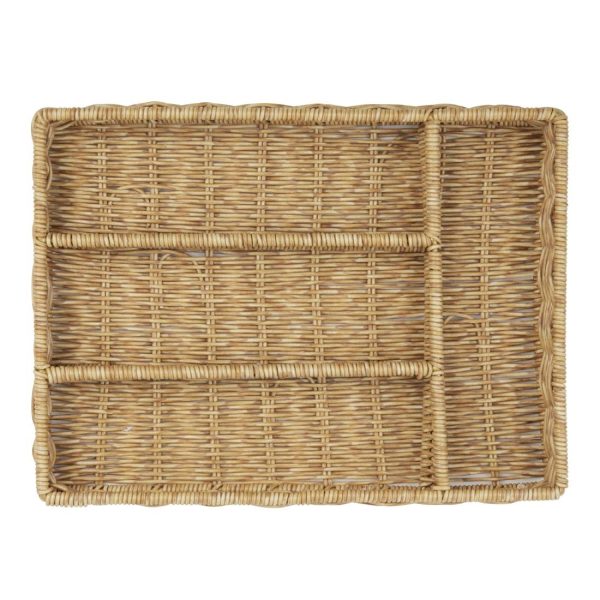 Olympia Polywicker Cutlery Organiser Light Brown 340x250mm - Image 3