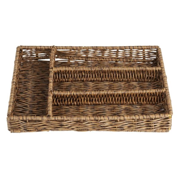 Olympia Polywicker Cutlery Organiser Dark Brown 340x250mm