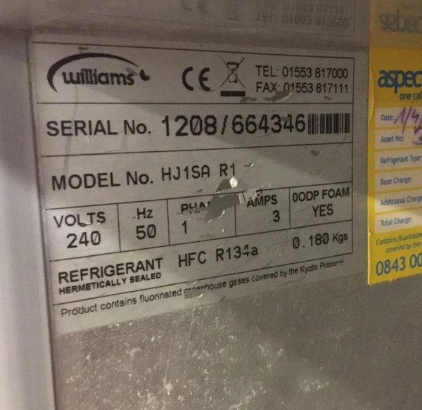 Williams Single Door Upright Fridge 620Ltr Fits 2/1 GN Pans - Image 4