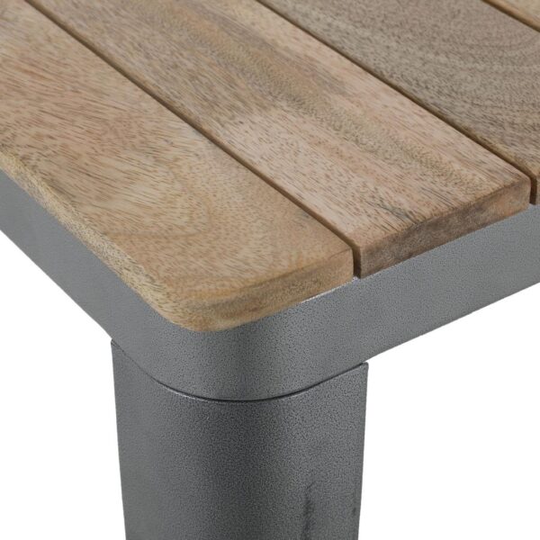 Bolero Bistro Dining Table Slatted Mango Wood Top Gunmetal Frame 650mm - Image 3