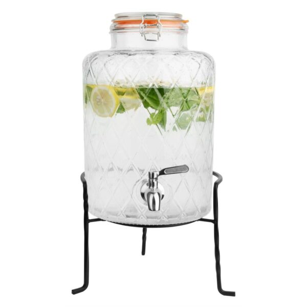 Olympia Geo Glass Clip-Top Drinks Dispenser with Wire Stand 8Ltr - Image 4