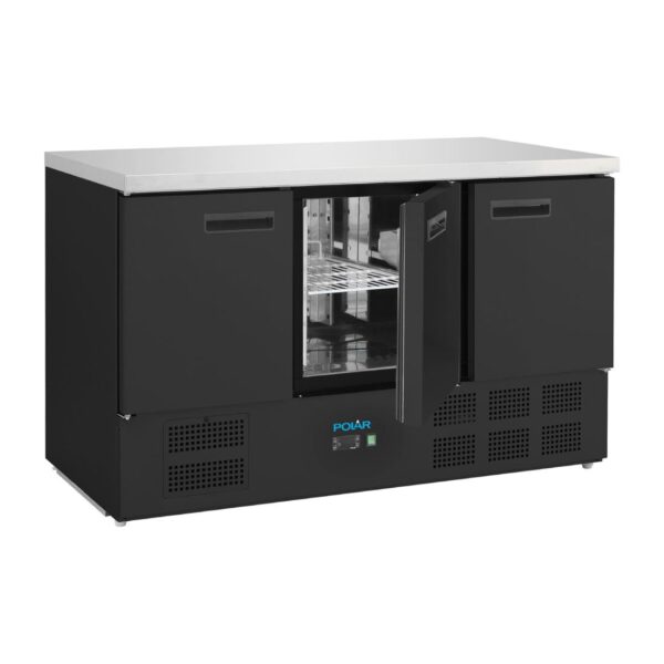 Polar G-Series Triple Door Counter Fridge Black 400Ltr