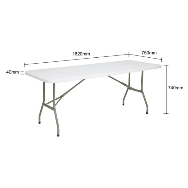 Bolero Rectangular Folding Table 6ft White - Image 6