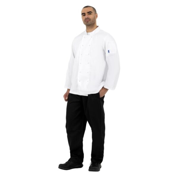 Whites Vegas Unisex Chefs Jacket Long Sleeve White S (5 Pack) - Image 5