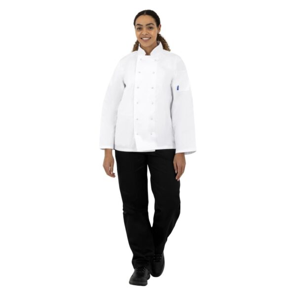 Whites Vegas Unisex Chefs Jacket Long Sleeve White S (5 Pack) - Image 3