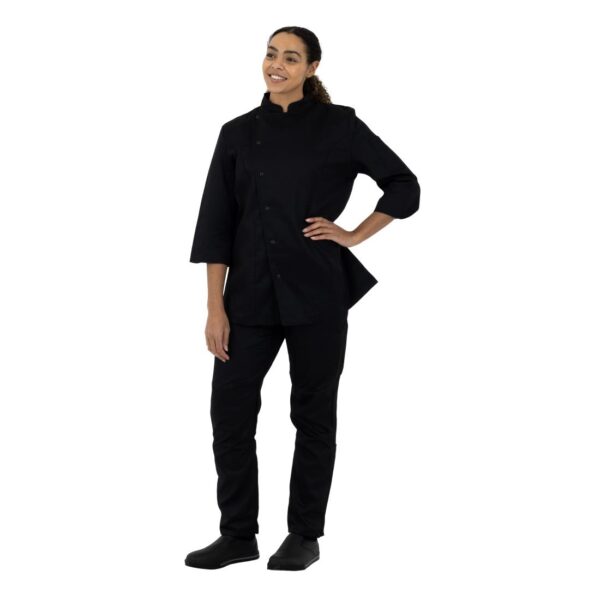 Whites Vegas Unisex Chefs Jacket Short Sleeve Black S (5 Pack) - Image 3