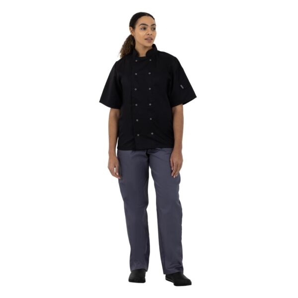 Whites Vegas Unisex Chefs Jacket Short Sleeve Black S (5 Pack) - Image 4