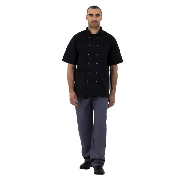 Whites Vegas Unisex Chefs Jacket Short Sleeve Black S (5 Pack) - Image 2