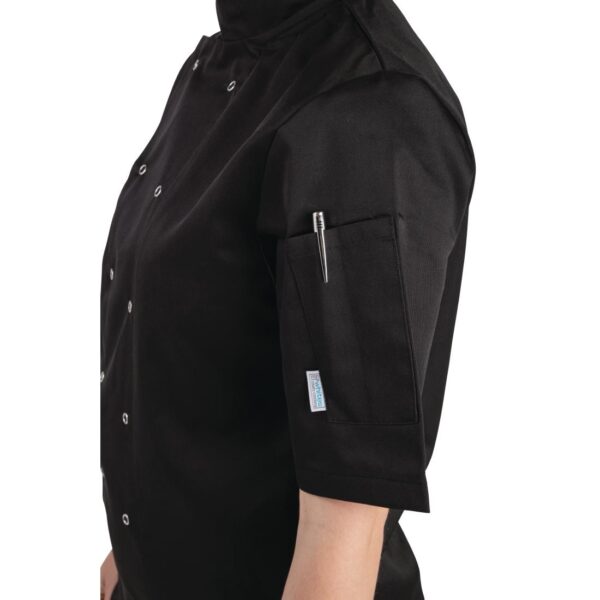 Whites Vegas Unisex Chefs Jacket Short Sleeve Black S (5 Pack) - Image 5
